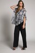 Monochromatic Print Chiffon Overlay V-Neck Lined Blouse