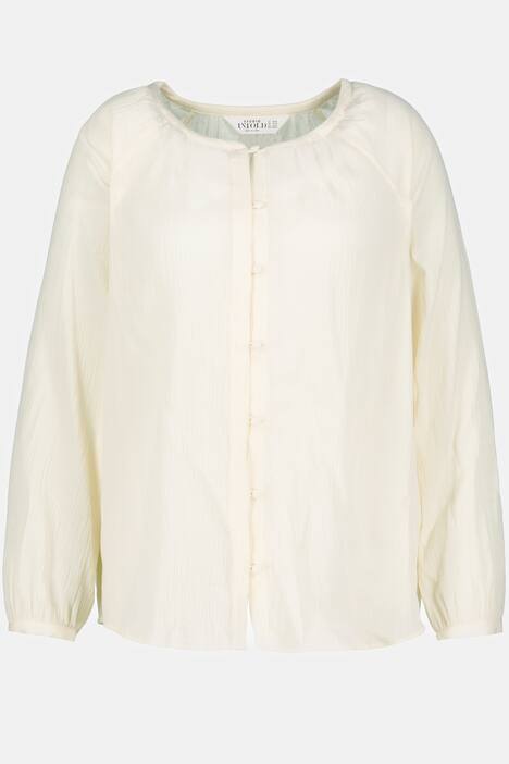 Bluzka, oversizowy kr�j, okr�g�y dekolt, d�ugi r�kaw, plisa guzikowa