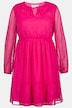 Chiffon-Kleid, A-Line, Rundhals, Langarm, Struktur