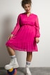 Chiffon-Kleid, A-Line, Rundhals, Langarm, Struktur