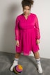 Chiffon-Kleid, A-Line, Rundhals, Langarm, Struktur