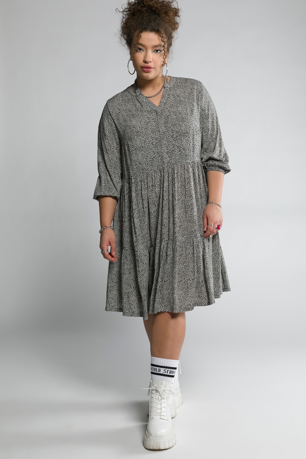 Grote Maten minimal jurk, Dames, wit, Maat: 42/44, Viscose, Studio Untold