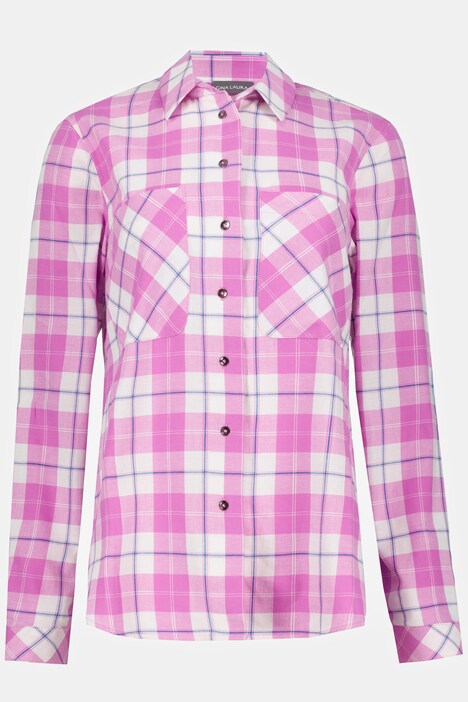 Bluse, Karomuster, Hemdkragen, Langarm