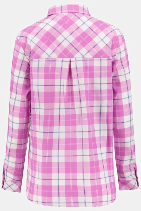 Bluse, Karomuster, Hemdkragen, Langarm