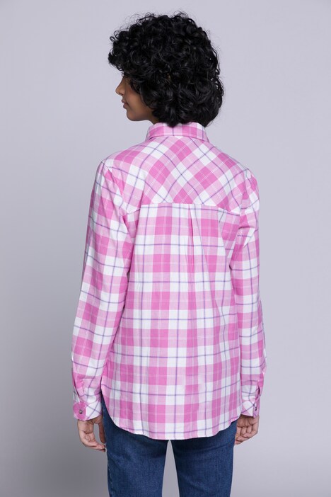 Bluse, Karomuster, Hemdkragen, Langarm