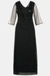Abendkleid, Perlenstickerei, V-Ausschnitt, 3/4-Arm