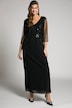 Abendkleid, Perlenstickerei, V-Ausschnitt, 3/4-Arm