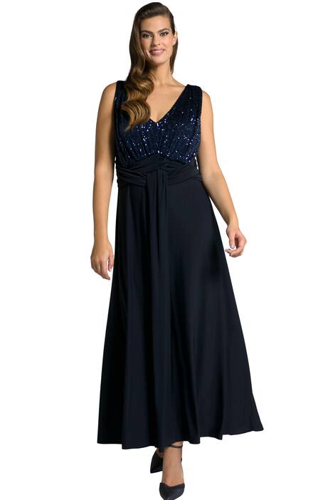 Večerní šaty, flitrová výšivka, řasení, bez rukávů