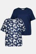 T-shirty, dwupak, oversizowy kr�j, okr�g�y dekolt, kr�tki r�kaw, kwiatki