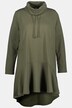 Rounded Hi-Low Hem A-line Fit Cotton Tunic Sweatshirt