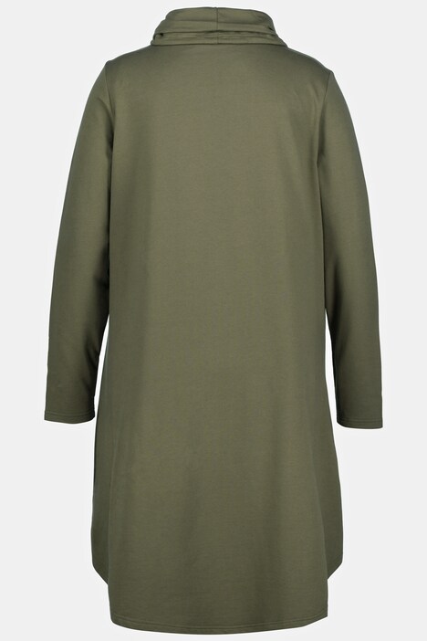 Rounded Hi-Low Hem A-line Fit Cotton Tunic Sweatshirt