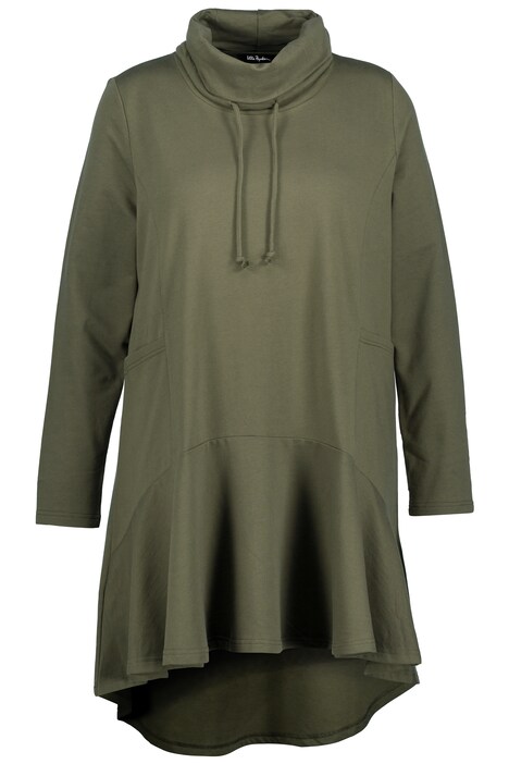 Dlouhá mikina, vzadu delší, A střih, stojáček, dlouhé rukávy