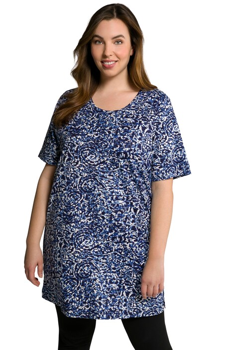 Dlouhé tričko, grafický potisk, kulatý výstřih, krátké rukávy