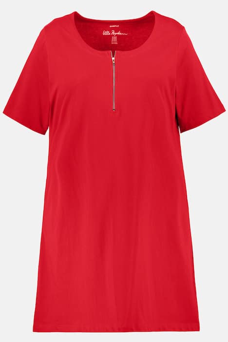 Zipper Pocket Swing Cotton Knit Tunic