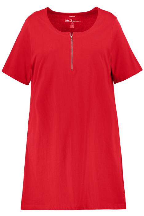 Dlouhé tričko, kulatý výstřih, zip, krátké rukávy