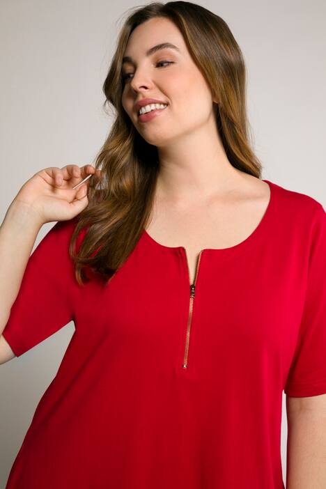 Zipper Pocket Swing Cotton Knit Tunic