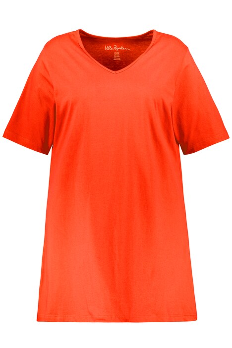 Dlouhé tričko, výstřih do V, krátké rukávy
