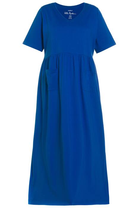 Žerzejové šaty, kapsy, kulatý výstřih, krátké rukávy, empírové šaty