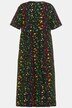 Sukienka z d�erseju, graficzny wz�r, dekolt w szpic, kr�tki r�kaw