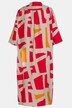 Graphic Print Button Front Linen Dress