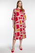 Graphic Print Button Front Linen Dress