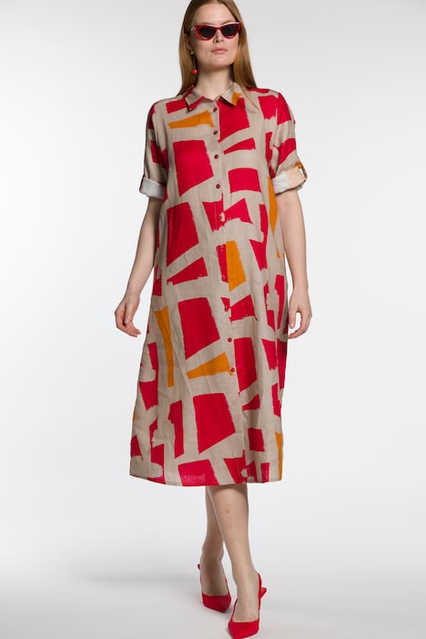 Ulla Popken Womens Plus Size Bright Tiny Floral Print Empire Knit Dress 714010