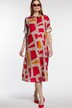 Graphic Print Button Front Linen Dress