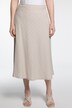 Rozkloszowana spódnica midi, paski z fakturą kory, linia litery A, halka