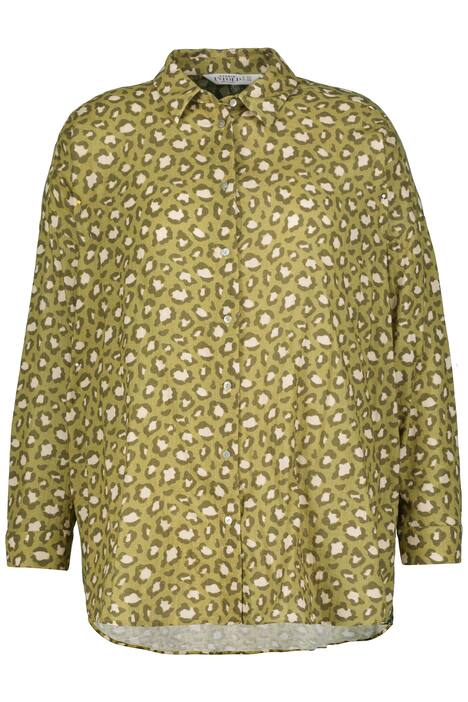 Oversize košile, barevný leopardí vzor, límeček, dlouhé rukávy