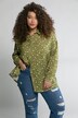Musselin Bluse, Oversized, Hemdkragen, Langarm, Leo Print