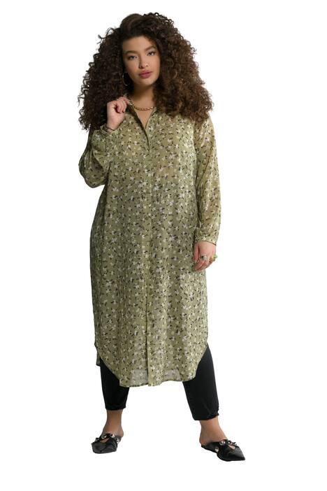 Dlouhá halenka, dlouhé rukávy, dlouhé postranní rozparky, Millefleur potisk