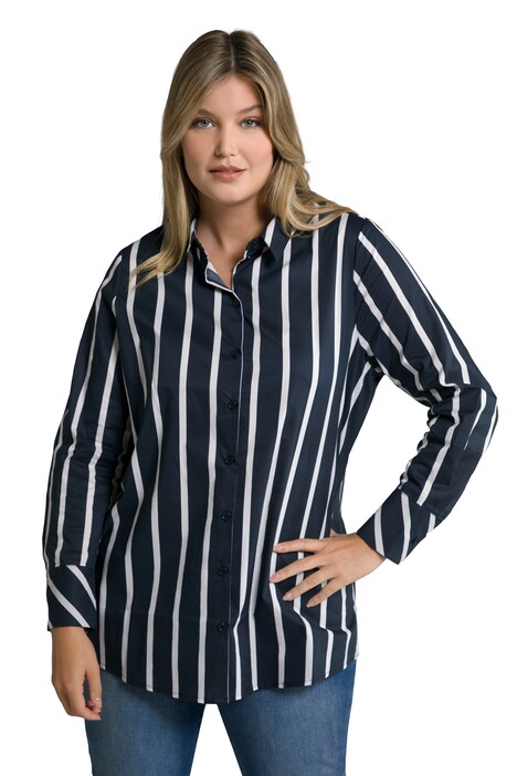 Košilová halenka, pruhy, límeček, dlouhé rukávy