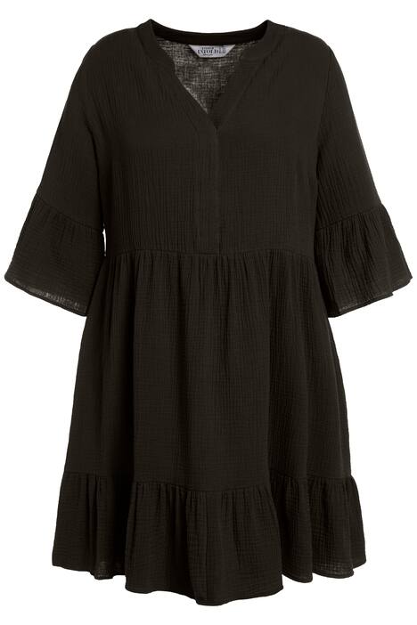 Maxi šaty, mušelín, volán, 3/4 rukávy