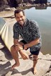Chemise à manches courtes en jersey, avec col à pointes boutonnés et imprimé floral - coupe Modern Fit