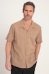 Chemise en lin mélangé, manches courtes et col cubain, coupe Modern Fit