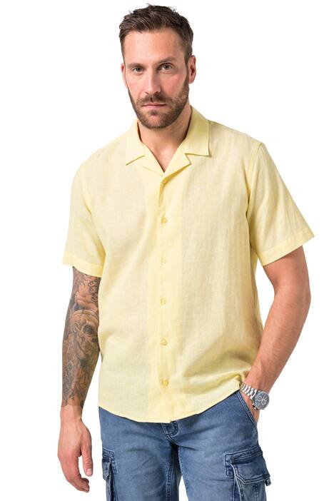 Košile z lněné směsi, krátké rukávy, Kuba límec, Modern střih