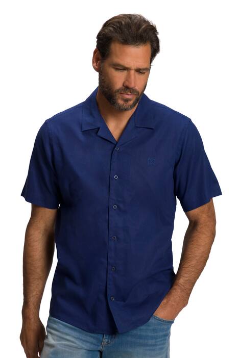 Košile z lněné směsi, krátké rukávy, Kuba límec, Modern střih