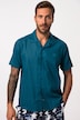 Chemise en lin mélangé, manches courtes et col cubain, coupe Modern Fit
