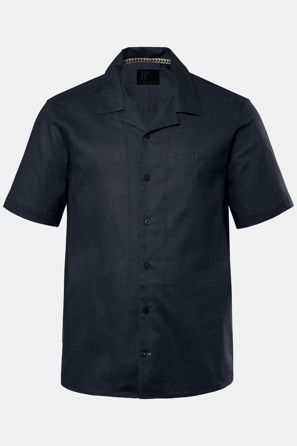 Hemd, Halbarm, Leinenmix, Kubakragen, Modern Fit