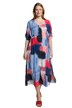 Cupro šaty, grafický potisk, výstřih do V, krátké rukávy