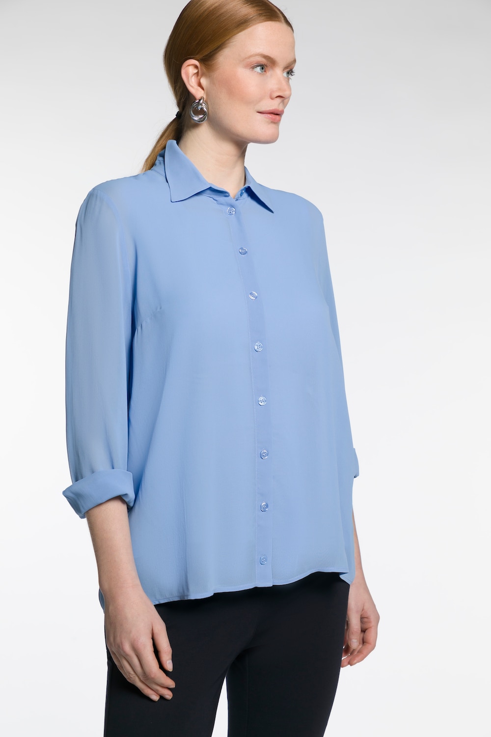 Grote Maten blouse, Dames, blauw, Maat: 54/56, Viscose, Ulla Popken