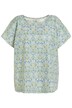 Halenkové tričko, oversize, kulatý výstřih, krátké rukávy, květovaný potisk