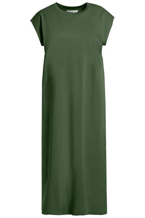 Žerzejové šaty, lehce oversize, kulatý výstřih, postranní rozparky