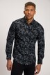Chemise à manches longues et col à pointes boutonnés, tissu aspect lin à motif floral - coupe Modern Fit