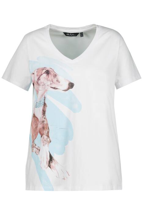 Tričko, motiv chrta, Classic, výstřih do V, krátké rukávy