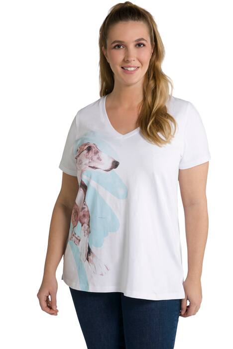 Tričko, motiv chrta, Classic, výstřih do V, krátké rukávy