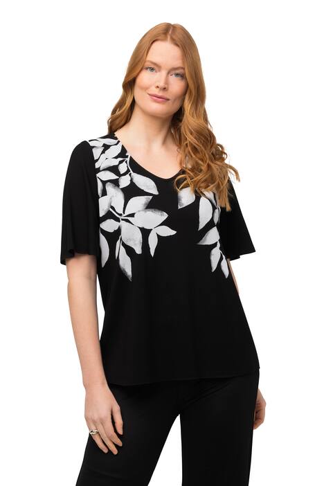 Tričko, listy, výstřih do V, krátké rukávy