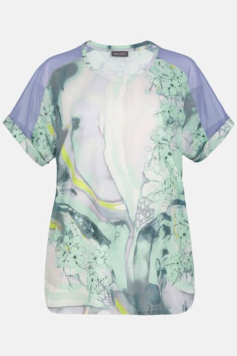 T-Shirt, bedruckt, Mesheinsätze, Rundhals, Halbarm