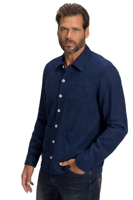 Košile z lněné směsi, svrchní, dlouhé rukávy, Kent límeček, Modern střih