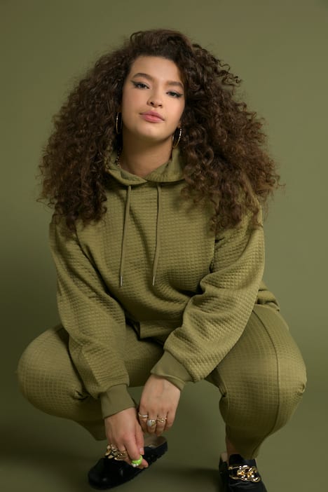 Hoodie, oversized, Waffel Struktur, Kapuze, Langarm